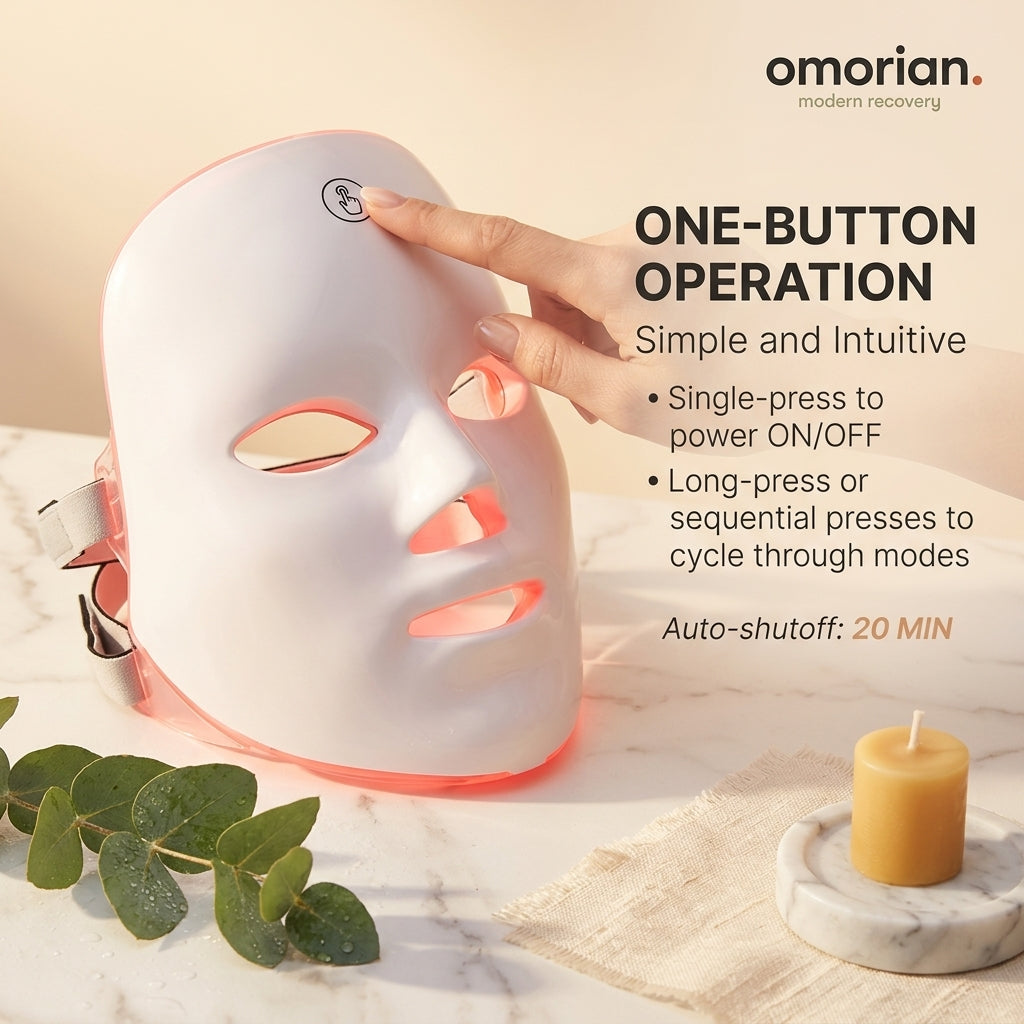 Masque LED Thérapie Lumière Rouge Omorian Glow